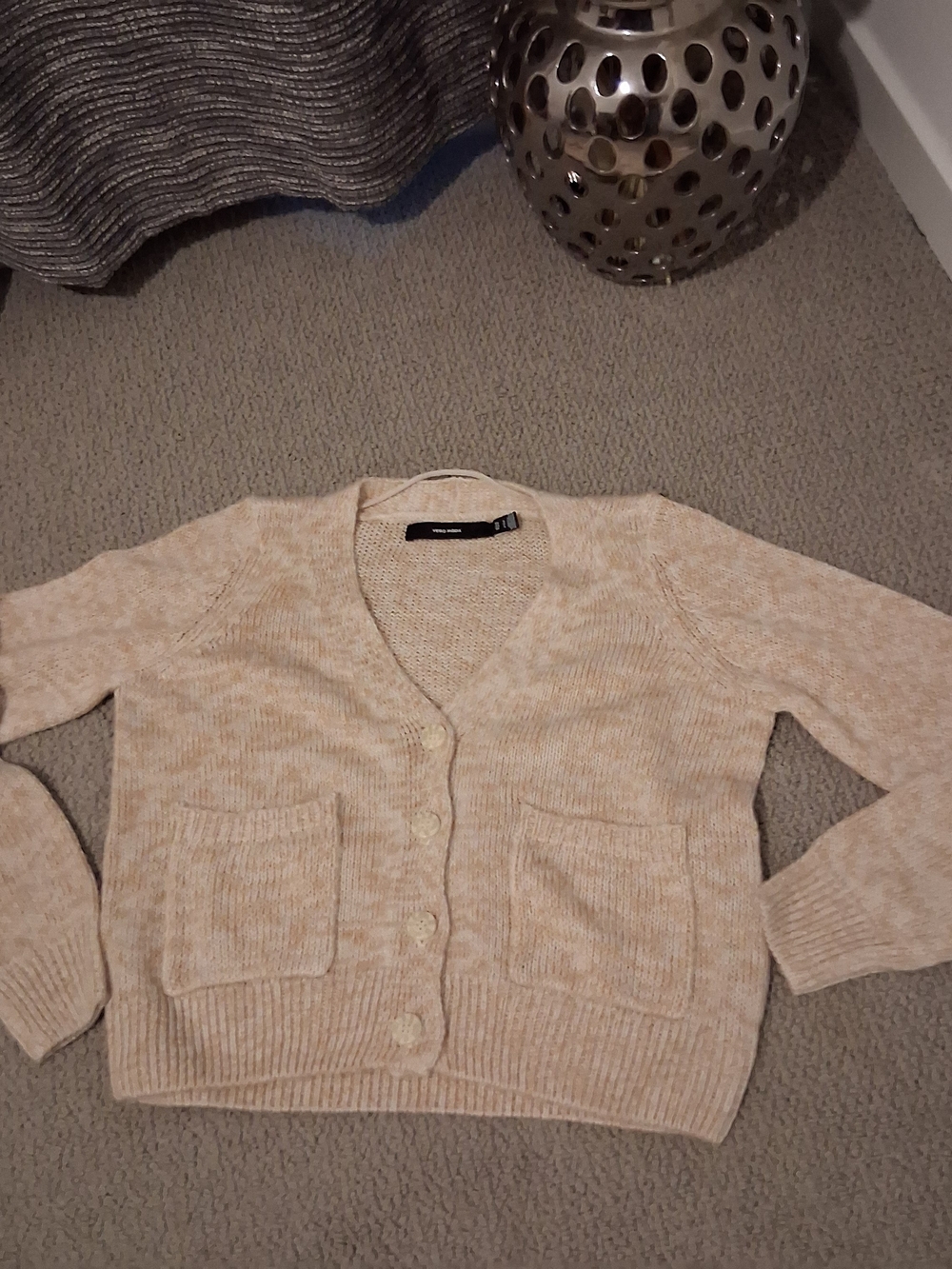 Vero Moda Beige V-Neck Button Front Cardigan